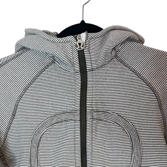 Lululemon Scuba Hoodie*Microstripe Full Zip Cotton Fleece Sweatshirt- Size 6 - Picture 8 of 14